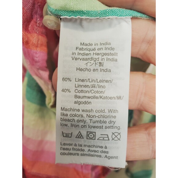 J.Crew Classic-Fit Boy Button-Up Shirt Rainbow Stripe Linen/Cotton Blend Size 8 - Picture 5 of 6